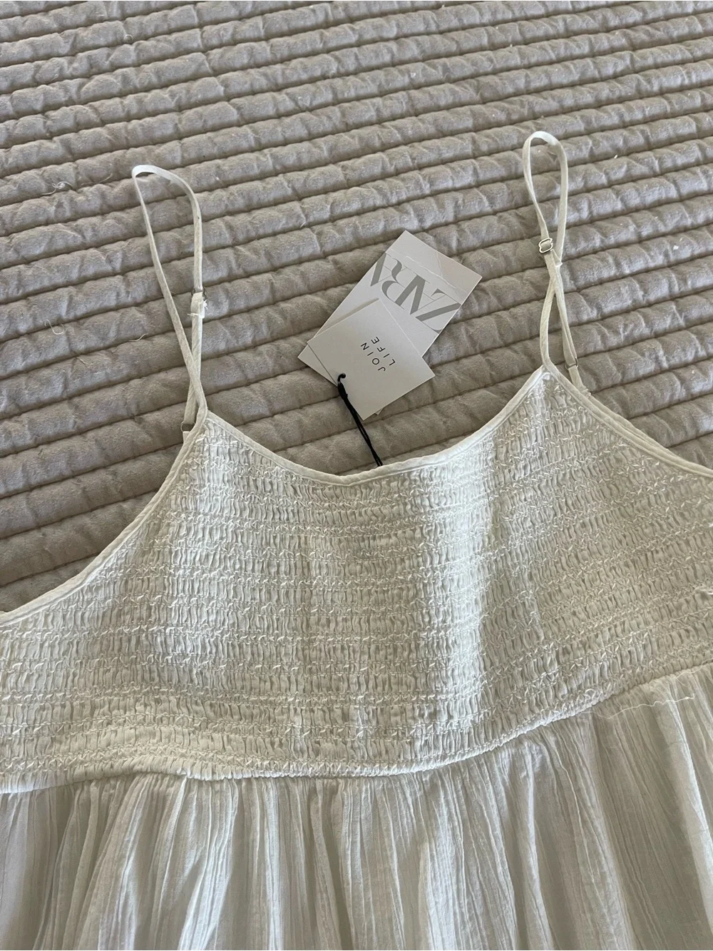 Zara White Tiered Spaghetti-Strap Sundress